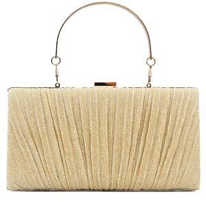 2140 Clutch Purses Bridal Wedding Formal Pleated Clutch Bag Sparkling
